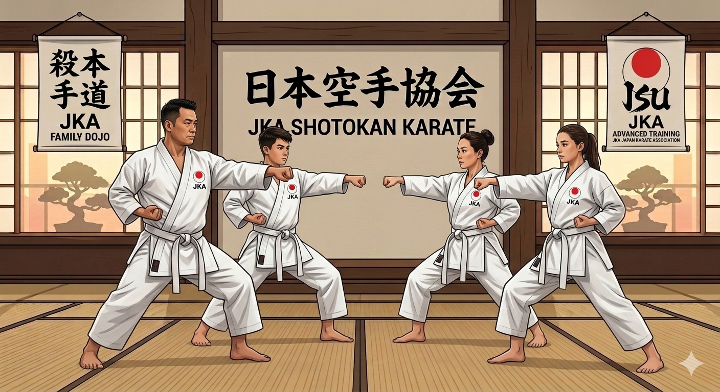 Family JKA Karate Gyakutsuki Punch Art